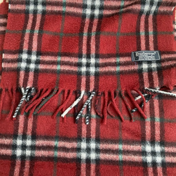 Vintage Burberry Classic Red Plaid Cashmere Scarf Unisex - Picture 3 of 5